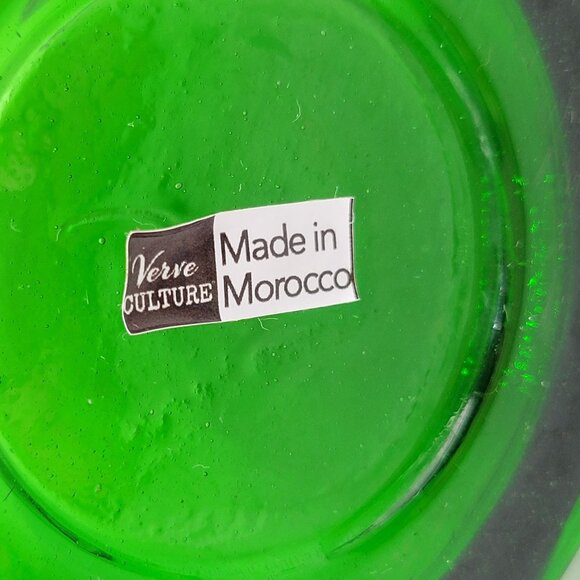 Cone Jug Hand Blown Green Recycled Glass Pitcher Verve Culture Morocco - Picture 7 of 7